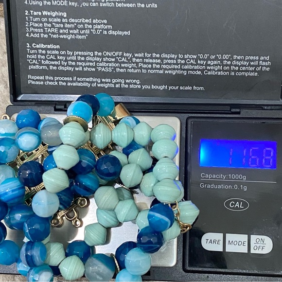 The AKOLA Project Uganda Handmade Blue Agate Paper Beads Double Strand Necklace - Picture 13 of 15